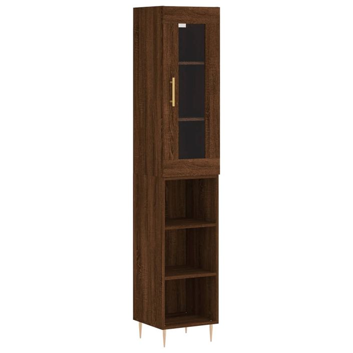 Buffet haut Chêne marron 34,5x34x180 cm Bois d'ingénierie - Photo n°1