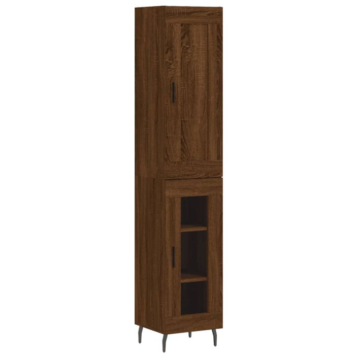 Buffet haut Chêne marron 34,5x34x180 cm Bois d'ingénierie - Photo n°1