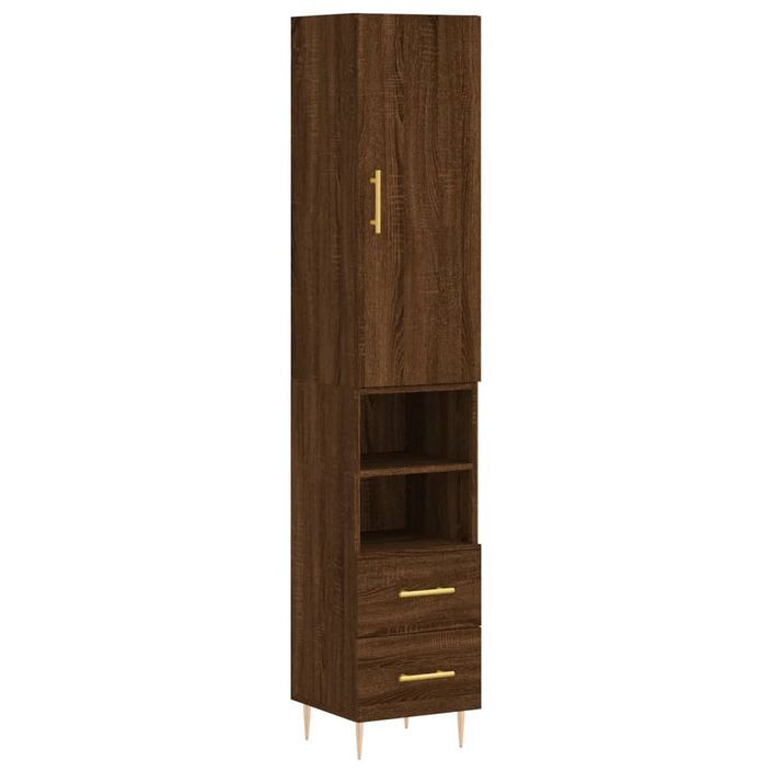 Buffet haut Chêne marron 34,5x34x180 cm Bois d'ingénierie - Photo n°1