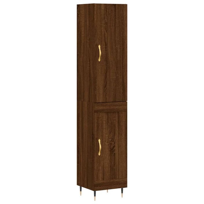 Buffet haut Chêne marron 34,5x34x180 cm Bois d'ingénierie - Photo n°1