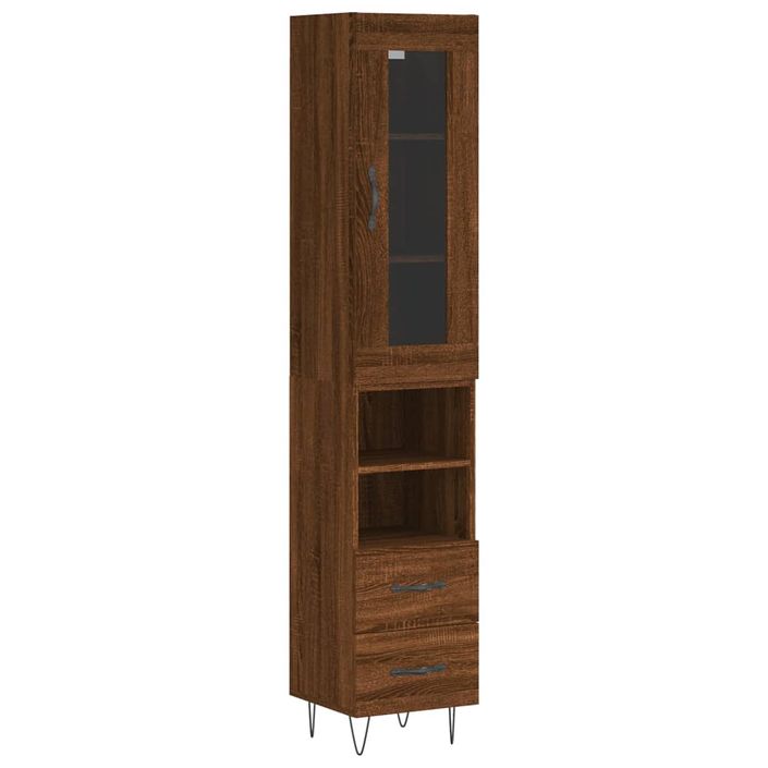 Buffet haut Chêne marron 34,5x34x180 cm Bois d'ingénierie - Photo n°1