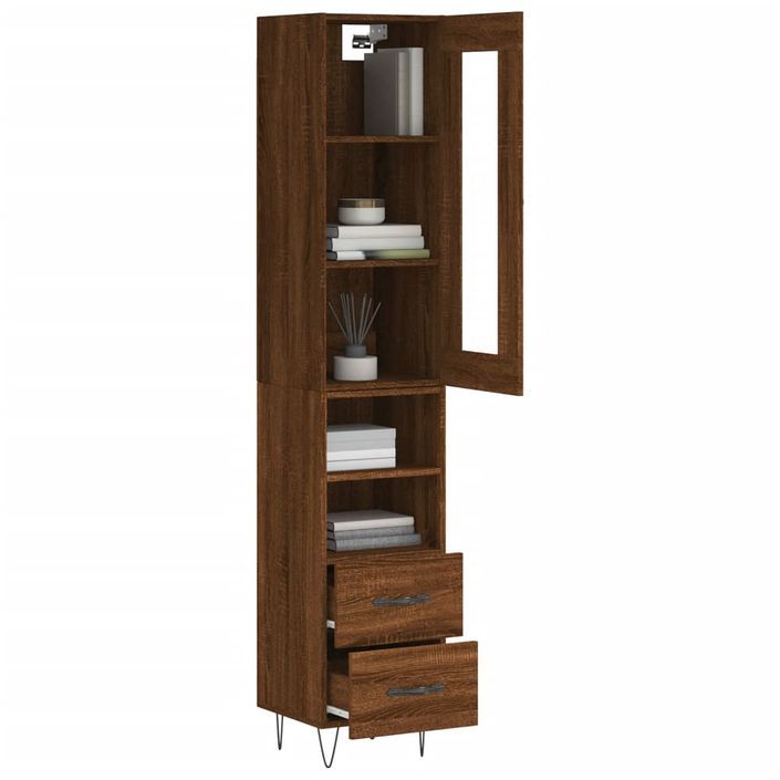 Buffet haut Chêne marron 34,5x34x180 cm Bois d'ingénierie - Photo n°3