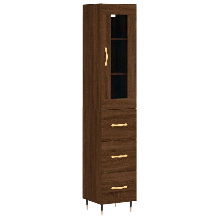 Buffet haut Chêne marron 34,5x34x180 cm Bois d'ingénierie - Photo n°1