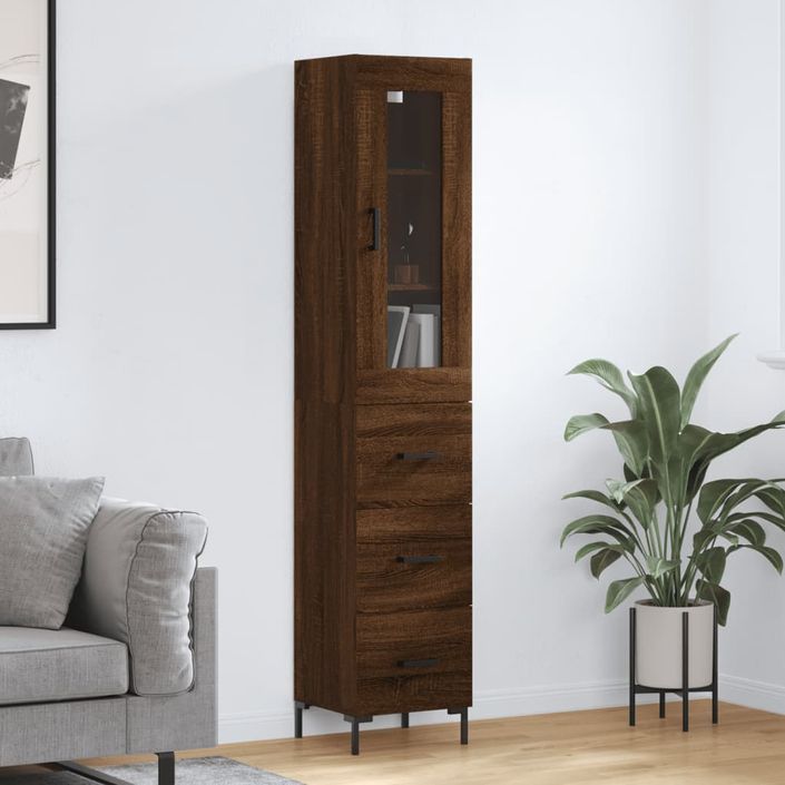 Buffet haut Chêne marron 34,5x34x180 cm Bois d'ingénierie - Photo n°2