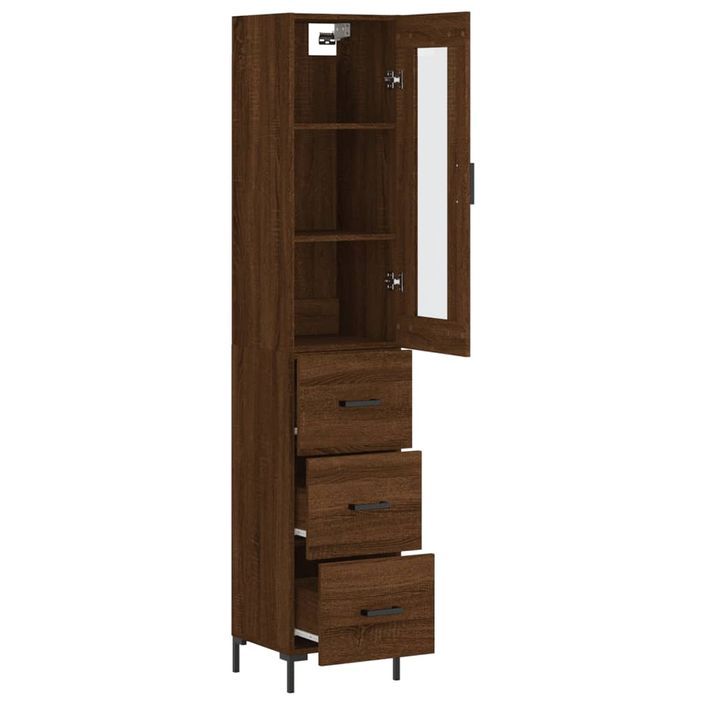 Buffet haut Chêne marron 34,5x34x180 cm Bois d'ingénierie - Photo n°4