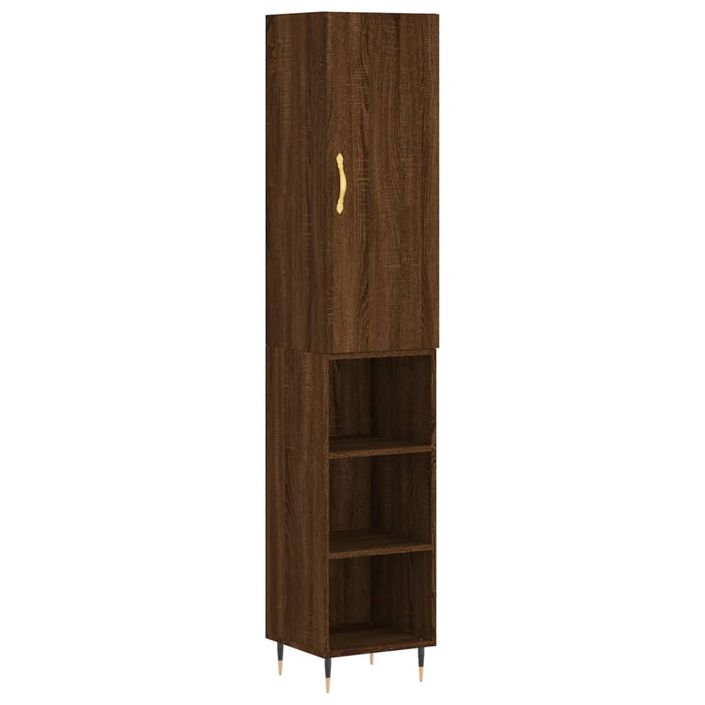 Buffet haut Chêne marron 34,5x34x180 cm Bois d'ingénierie - Photo n°1