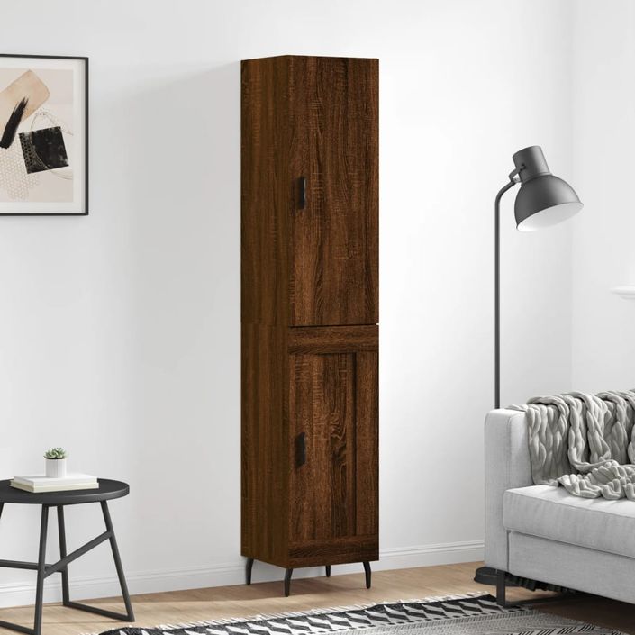 Buffet haut Chêne marron 34,5x34x180 cm Bois d'ingénierie - Photo n°2