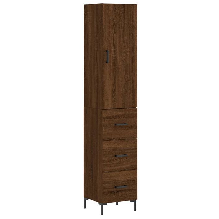 Buffet haut Chêne marron 34,5x34x180 cm Bois d'ingénierie - Photo n°1