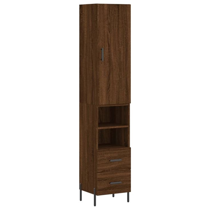 Buffet haut Chêne marron 34,5x34x180 cm Bois d'ingénierie - Photo n°1