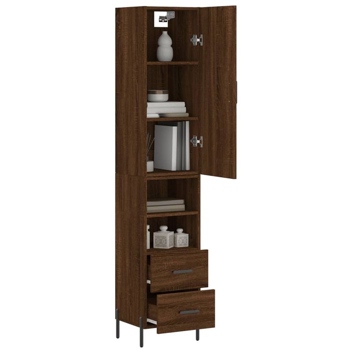 Buffet haut Chêne marron 34,5x34x180 cm Bois d'ingénierie - Photo n°3