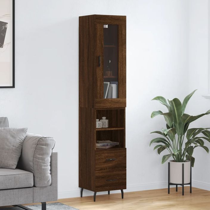 Buffet haut Chêne marron 34,5x34x180 cm Bois d'ingénierie - Photo n°2