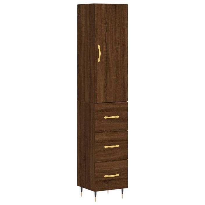 Buffet haut Chêne marron 34,5x34x180 cm Bois d'ingénierie - Photo n°1