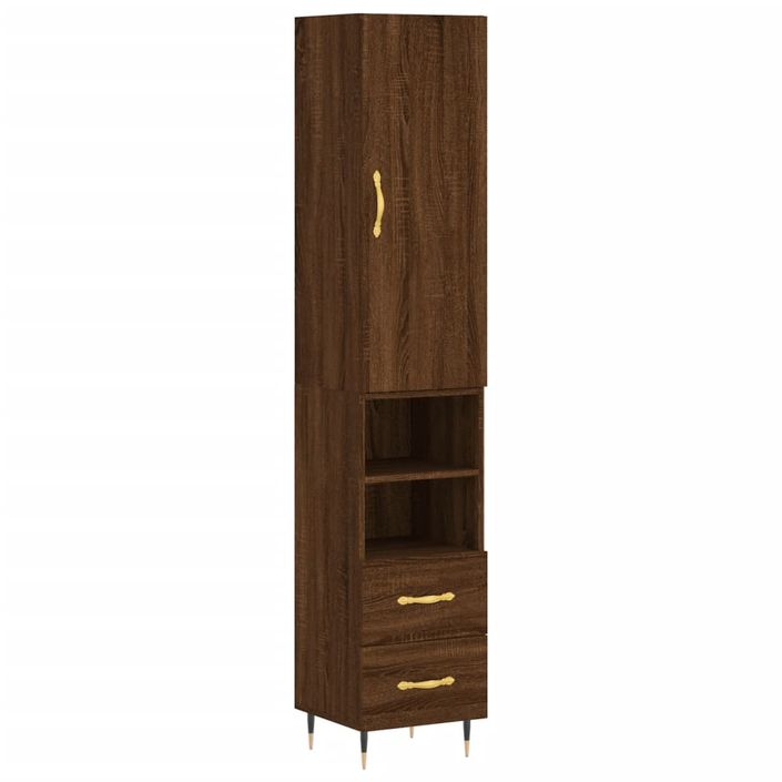 Buffet haut Chêne marron 34,5x34x180 cm Bois d'ingénierie - Photo n°1