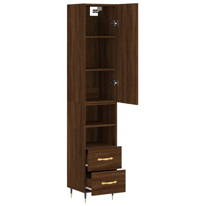 Buffet haut Chêne marron 34,5x34x180 cm Bois d'ingénierie - Photo n°4