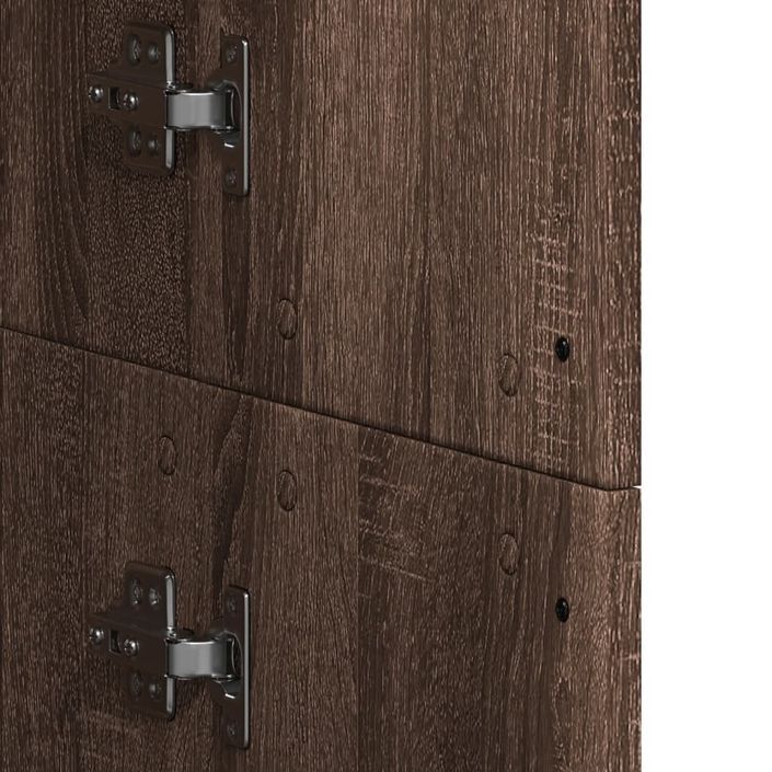 Buffet haut chêne marron 60x35x180 cm bois d'ingénierie - Photo n°8