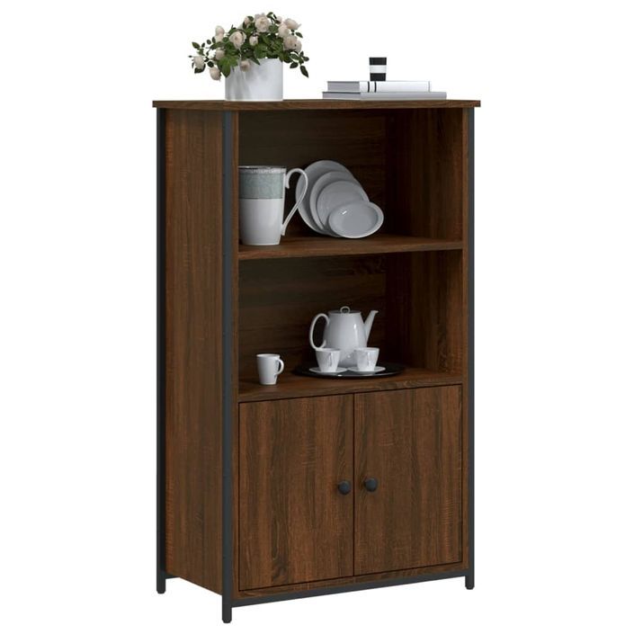 Buffet haut chêne marron 62x32x103,5 cm bois d'ingénierie - Photo n°3