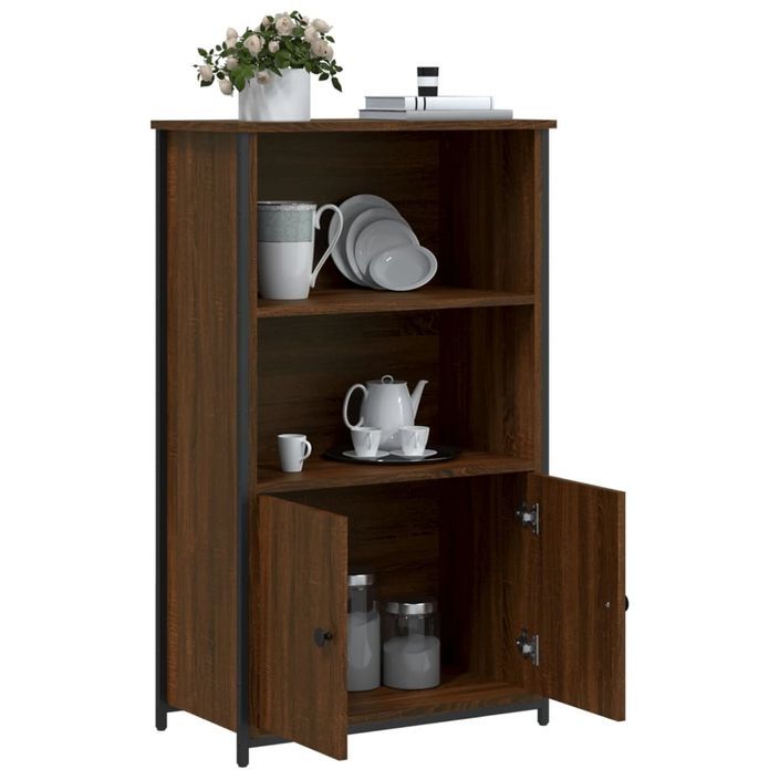 Buffet haut chêne marron 62x32x103,5 cm bois d'ingénierie - Photo n°4