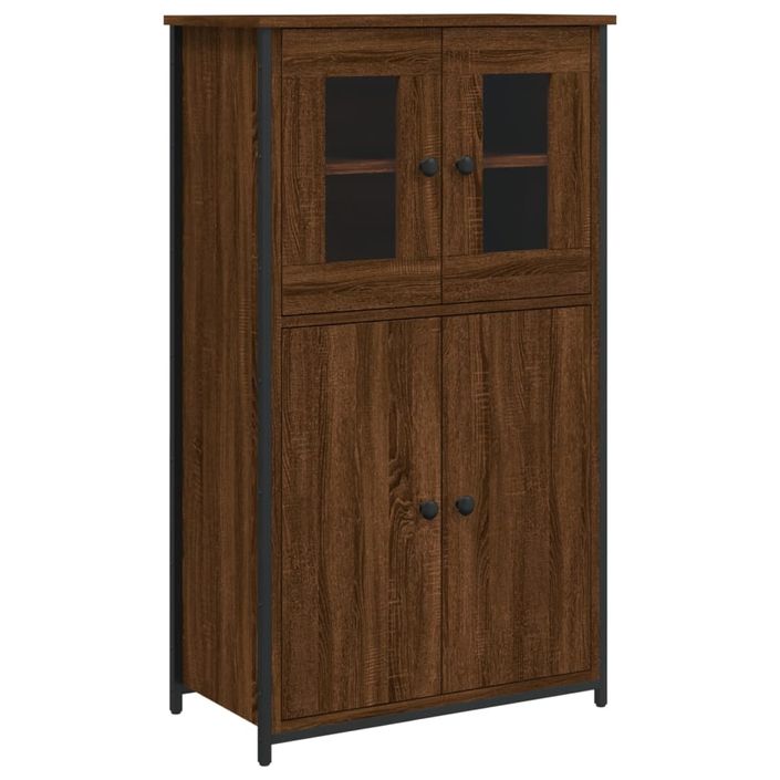 Buffet haut chêne marron 62x32x106,5 cm bois d'ingénierie - Photo n°1