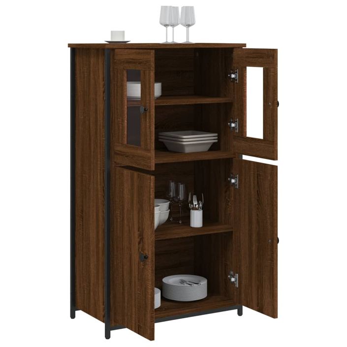 Buffet haut chêne marron 62x32x106,5 cm bois d'ingénierie - Photo n°4