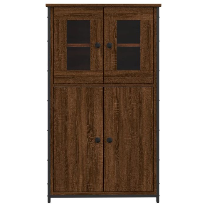 Buffet haut chêne marron 62x32x106,5 cm bois d'ingénierie - Photo n°5