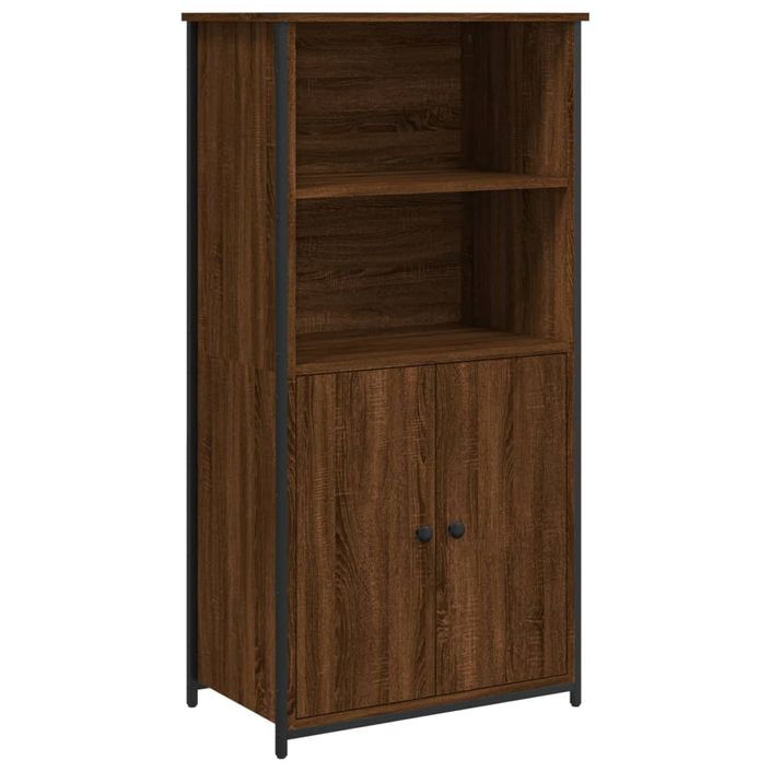 Buffet haut chêne marron 62x36x121,5 cm bois d'ingénierie - Photo n°1