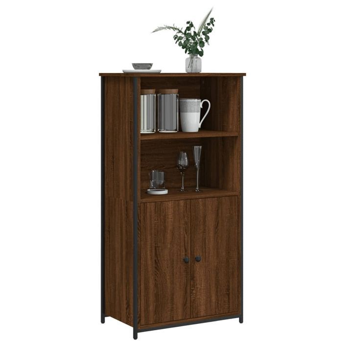 Buffet haut chêne marron 62x36x121,5 cm bois d'ingénierie - Photo n°3