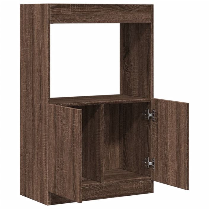 Buffet haut chêne marron 63x33x100 cm bois d'ingénierie - Photo n°8