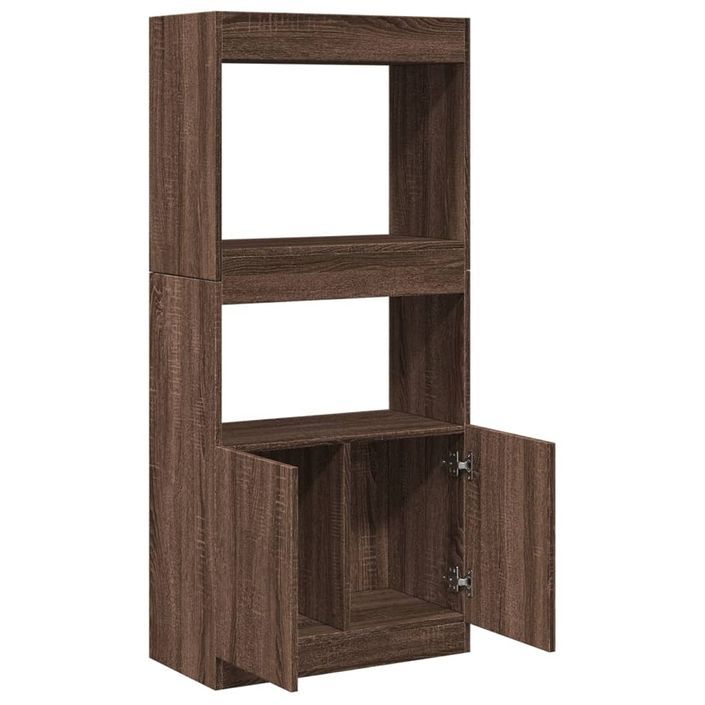 Buffet haut chêne marron 63x33x140 cm bois d'ingénierie - Photo n°8