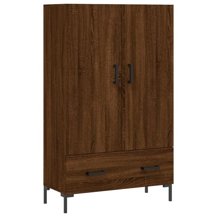 Buffet haut chêne marron 69,5x31x115 cm bois d'ingénierie - Photo n°1