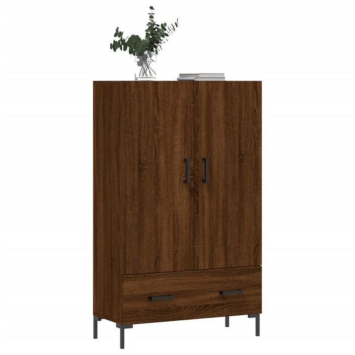 Buffet haut chêne marron 69,5x31x115 cm bois d'ingénierie - Photo n°3