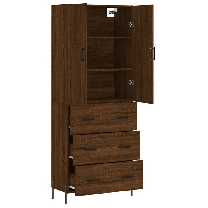 Buffet haut Chêne marron 69,5x34x180 cm Bois d'ingénierie - Photo n°4