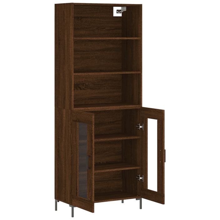 Buffet haut Chêne marron 69,5x34x180 cm Bois d'ingénierie - Photo n°4