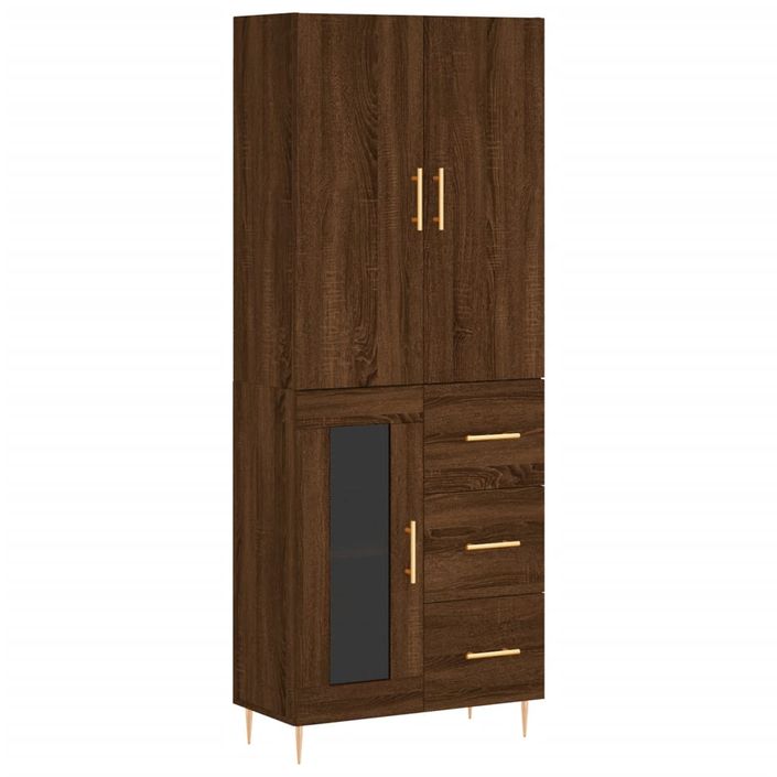 Buffet haut Chêne marron 69,5x34x180 cm Bois d'ingénierie - Photo n°1