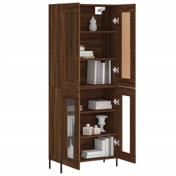 Buffet haut Chêne marron 69,5x34x180 cm Bois d'ingénierie - Photo n°3