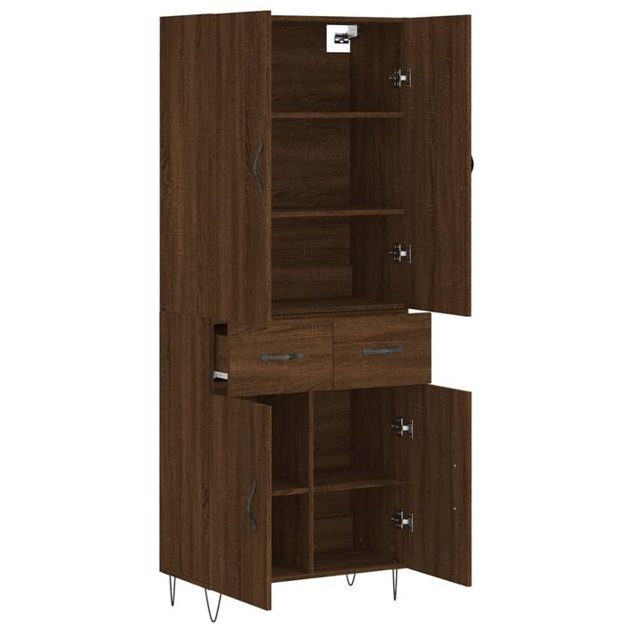 Buffet haut Chêne marron 69,5x34x180 cm Bois d'ingénierie - Photo n°4