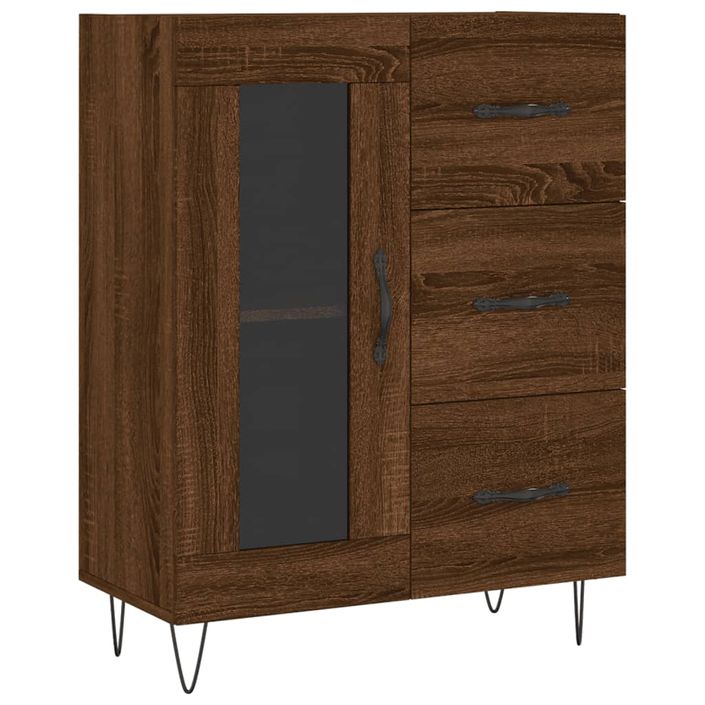 Buffet haut Chêne marron 69,5x34x180 cm Bois d'ingénierie - Photo n°7