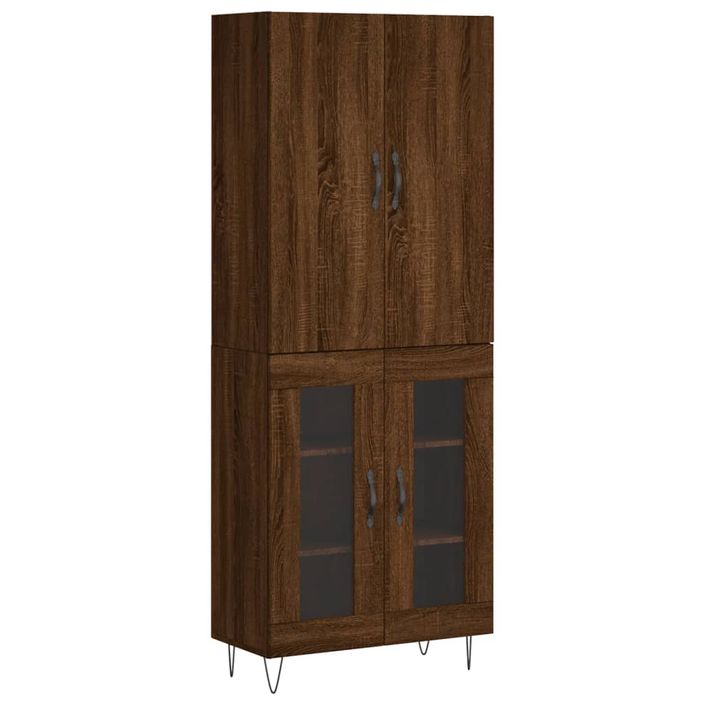 Buffet haut Chêne marron 69,5x34x180 cm Bois d'ingénierie - Photo n°1