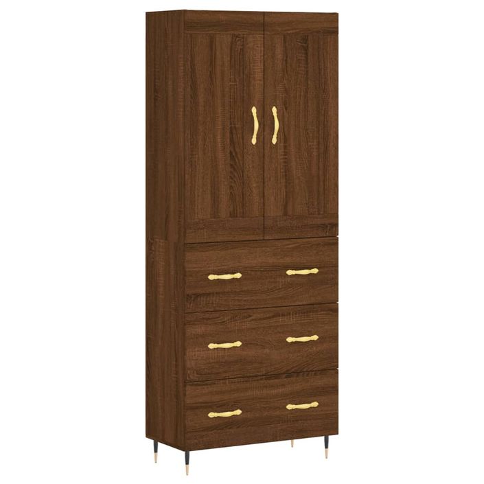 Buffet haut Chêne marron 69,5x34x180 cm Bois d'ingénierie - Photo n°1