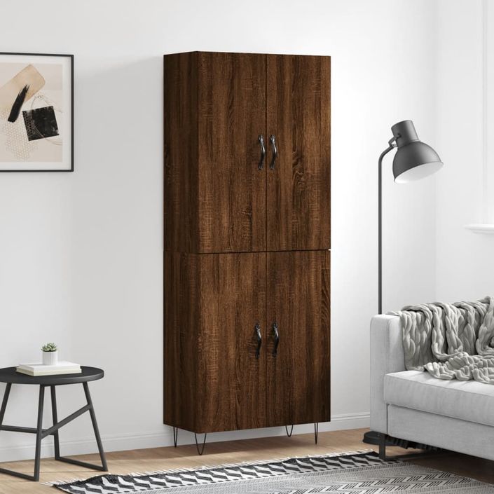 Buffet haut Chêne marron 69,5x34x180 cm Bois d'ingénierie - Photo n°2