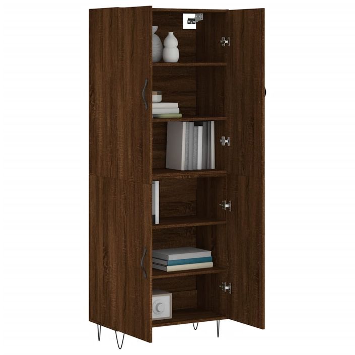 Buffet haut Chêne marron 69,5x34x180 cm Bois d'ingénierie - Photo n°3