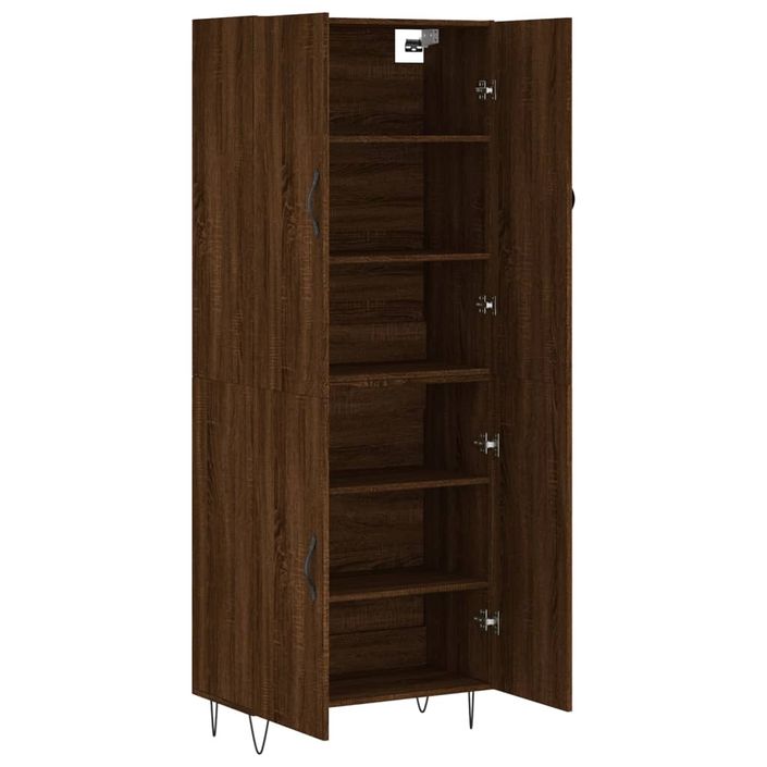 Buffet haut Chêne marron 69,5x34x180 cm Bois d'ingénierie - Photo n°4