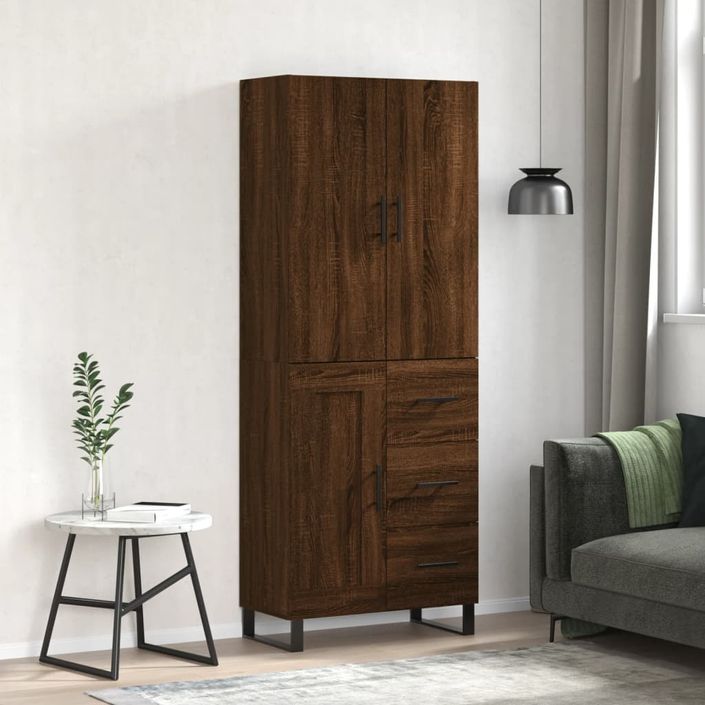 Buffet haut Chêne marron 69,5x34x180 cm Bois d'ingénierie - Photo n°2