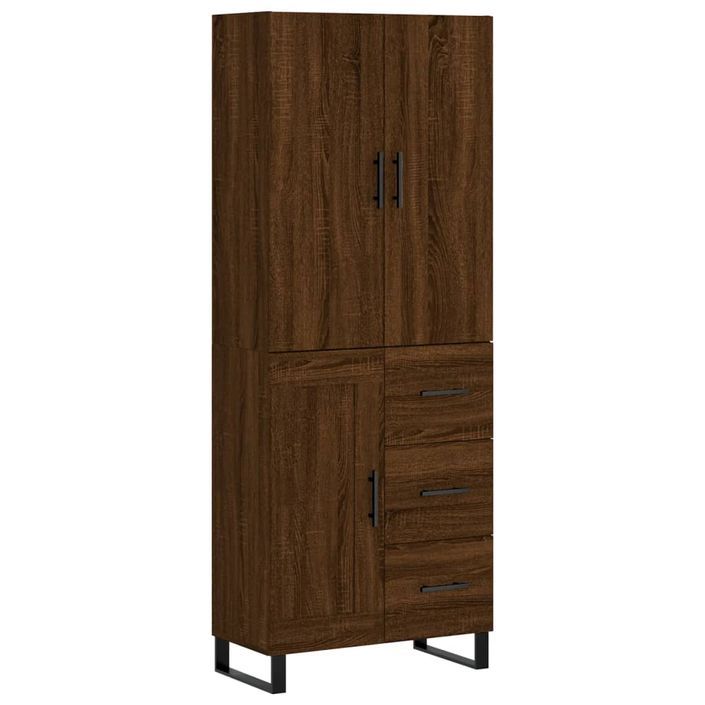 Buffet haut Chêne marron 69,5x34x180 cm Bois d'ingénierie - Photo n°1