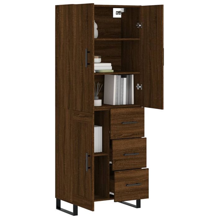 Buffet haut Chêne marron 69,5x34x180 cm Bois d'ingénierie - Photo n°3