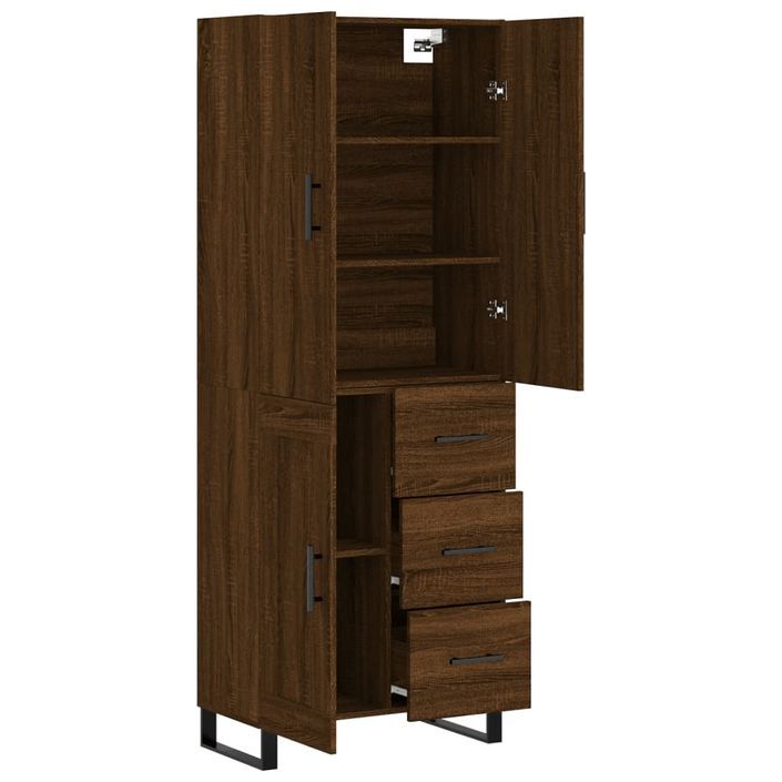 Buffet haut Chêne marron 69,5x34x180 cm Bois d'ingénierie - Photo n°4