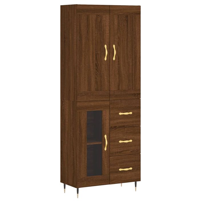 Buffet haut Chêne marron 69,5x34x180 cm Bois d'ingénierie - Photo n°1