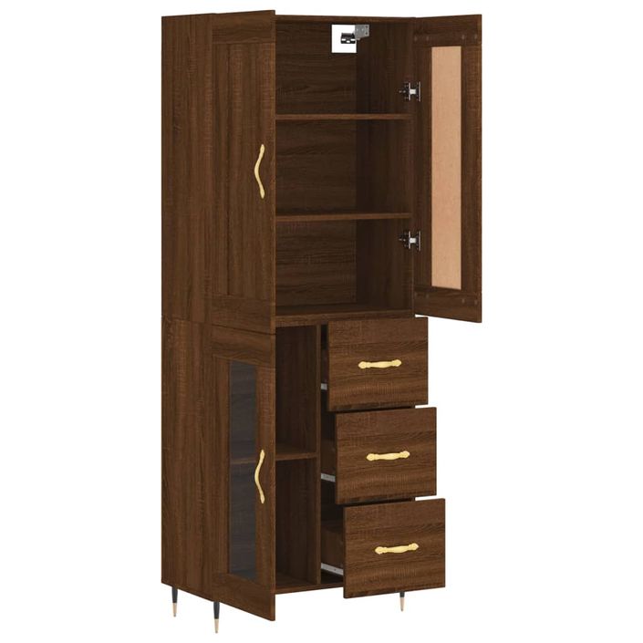 Buffet haut Chêne marron 69,5x34x180 cm Bois d'ingénierie - Photo n°4