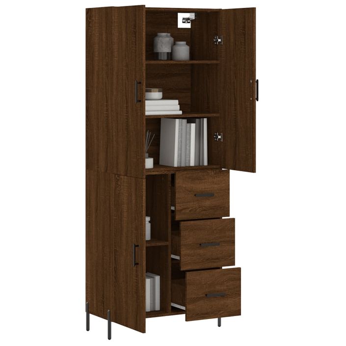 Buffet haut Chêne marron 69,5x34x180 cm Bois d'ingénierie - Photo n°3