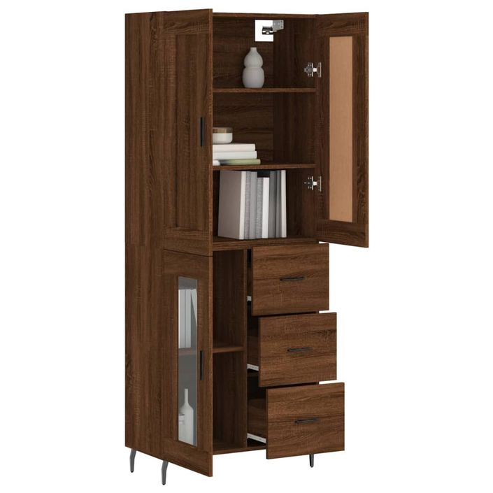 Buffet haut Chêne marron 69,5x34x180 cm Bois d'ingénierie - Photo n°3