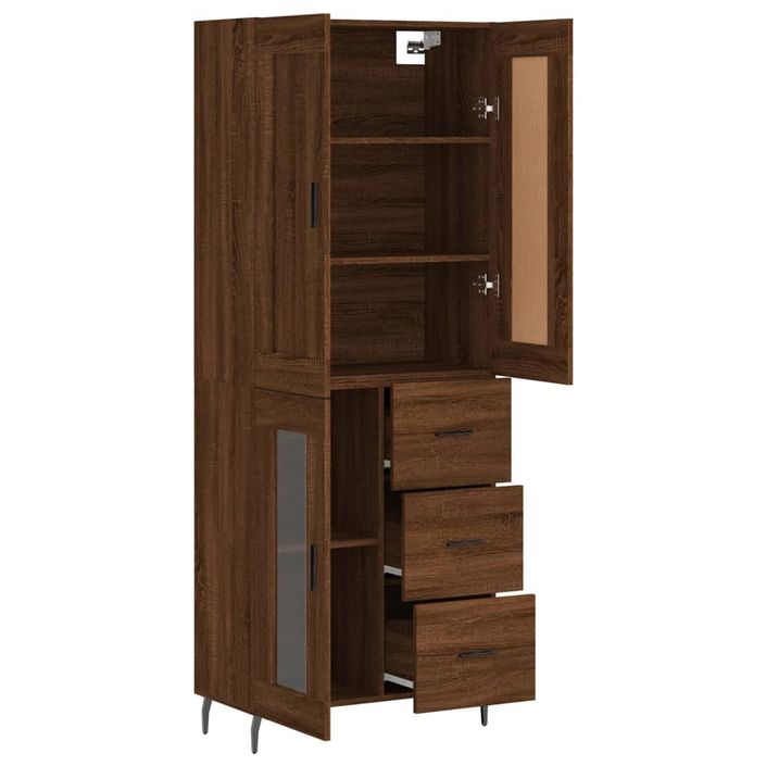 Buffet haut Chêne marron 69,5x34x180 cm Bois d'ingénierie - Photo n°4